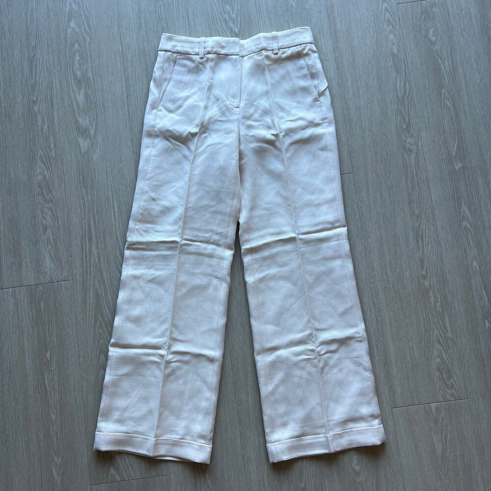 J Crew Cuffed Wide Leg Trouser In Luster Canvas Pants Womens 6